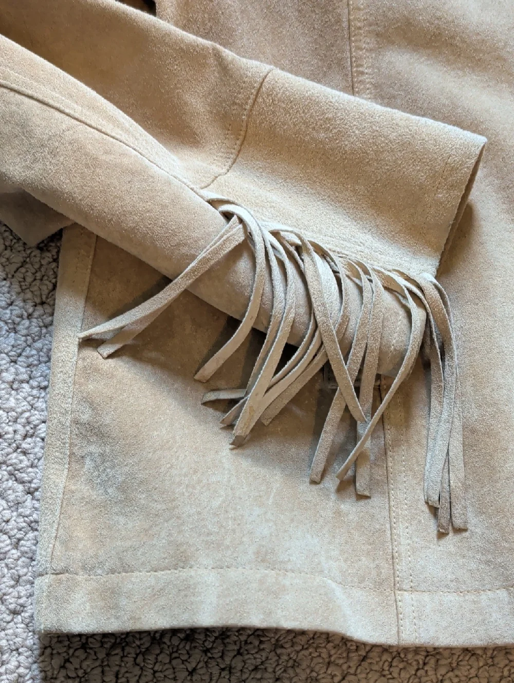 Vintage Tan Leather Suede Fringe Western Jacket L - Picture 8 of 16